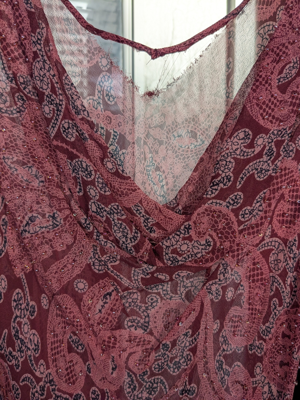 Ice Coral Pink and Navy Paisley Maxi Dress - Picture 6 of 6